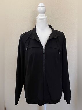 Chico's Zenergy Black Full Zip Activewear Jacket US Sz L/12 (Chico’s Sz 2) Light